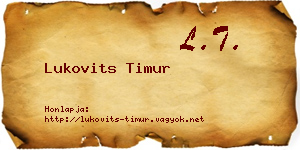 Lukovits Timur névjegykártya